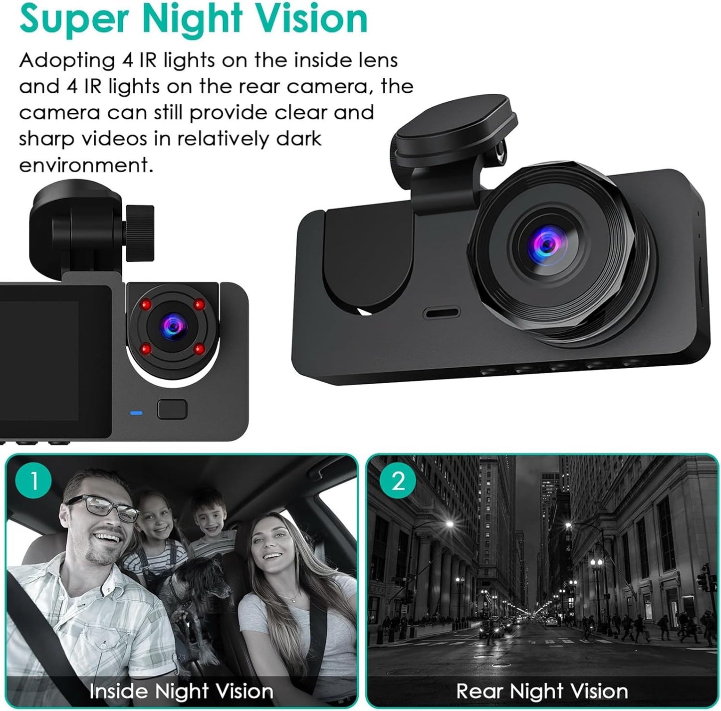 3 Channel Dash Cam, 1080P HD